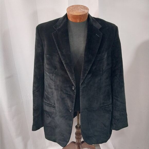 PERRY ELLIS! LUXE BLACK VELVET! 100% COTTON, PLUSH JACKET, BLAZER! SZ 42R - Picture 3 of 11
